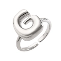 Abstract silver spiral adjustable open ring with polished metallic minimalist finish - Letter G