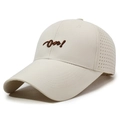Beige breathable baseball cap with On! embroidery and laser-cut ventilation holes - Light Beige