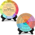 Psychology decor set with mental health emotion wheel and control circles on black stands - Wheel Diagram No.3