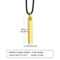 Gold tungsten minimalist pendant necklace with dimensions 35mm by 5.7mm and 60cm chain - Pendant + Wax Rope / Gold