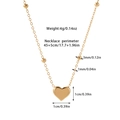 Detailansicht der goldenen Herz-Halskette mit Maßen und Perlenketten-Details - 18K Gold / Kugelkette Poliertes Herz / Gold