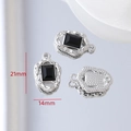 Détail du pendentif cœur en alliage argenté avec pierre noire, taille 21mm x 14mm - 9# Rectangle Gemme Noire