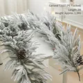 2m white flocked Christmas garland with pine cones and PE needles for holiday decor - Without Lights / 2m PE Fallen Snow Garland (T2107)