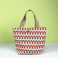 Sac fourre-tout en velours côtelé avec motif tulipes rouges et anses en toile robustes - Fleur Rouge