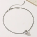 Minimalist double-layered silver titanium necklace with polished ball pendant - Stainless Steel Original / Steel