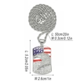 Silver hip hop eagle necklace with American flag pendant and dimensions - Eagle Dog Tag (464) / Silver