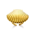 Anello regolabile in acciaio inossidabile oro 18K con design a conchiglia testurizzata - Oro Conchiglia grande (JZ6350G)