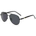 Klassische schwarze Aviator Polarisierte Sonnenbrille mit Metallrahmen und Gold - Schwarzer Rahmen Graue Gläser