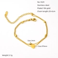 18K vergoldetes Edelstahl-Doppelarmband mit Herzanhänger und eleganten kleinen Goldperlen - 18K Gold / Gold (ZF1029G)