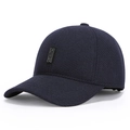 Gorra de béisbol de invierno para hombre en azul marino con orejeras gruesas y parche sport - Azul marino