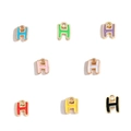 DIY colorful enamel letter H pendants in 8 colors with gold metal alloy frames - Letter H / Black