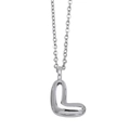 Polished silver letter L pendant necklace with shiny metallic finish on white background - L