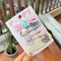 5-piece set of colorful Westie bow hair clips for girls in pink, blue and beige tones - Spinning Westie - Pink Yellow Blue Duckbill Clips (5pcs)