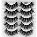 5 pairs of fluffy G05 false eyelashes with messy dense curls on white tray - 5 Pairs Messy Style G05