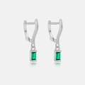 Orecchini pendenti in argento S925 con pietre preziose rettangolari verde smeraldo - Argento 925 / Platino