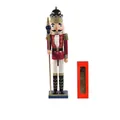 Traditional 50cm wooden nutcracker soldier in red uniform with scepter and gift box - Z5008-King with Scepter