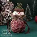 Schneemann Weihnachtsbeutel aus dunkelrotem Stoff, 16 cm hoch und 11 cm breit, mit Kordelzug - Englische Serie - Schneemann / 11x16cm / Rot