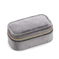 Elegant gray velvet travel jewelry box with golden zipper for rings and earrings - Gray