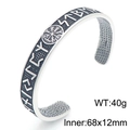 Vintage silver Viking compass bracelet with Nordic runes engraving and textured finish - Steel Color (KB203060-MZOZ)