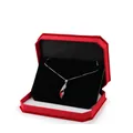 Octagon red jewelry box with silver necklace and pear-cut red stone pendant - Set Box / Red With Black Interior
