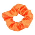 Elastic satin scrunchie in vibrant orange silk fabric for women's hair styling - Orange