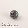 Micro-pave copper spacer bead with purple and teal cubic zirconia for DIY jewelry - 10MM Red White Turquoise Gun Black Plated