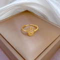 Hamsa hand gold open ring with sparkling white cubic zirconia stones on silk - Adjustable Open / Hamsa Hand Style (J0099) / Gold