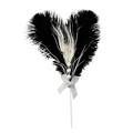 Heart-shaped cake topper featuring black and white feathers with elegant faux pearls - Black / 3 Pcs