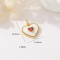 Golden heart pendant with white enamel and red zircon stone, sized 18.3mm x 14.6mm - H-11631/White Base Red Heart Pendant