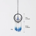 Black dream catcher car pendant with blue gradient feathers and crystal bead - Blue White Gradient 7cm Style (B9524B)