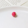 Mini pink strawberry fruit pendant with green leaves for DIY jewelry making and earrings - 05#Raspberry (9*12mm)