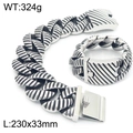 Heavy punk stainless steel Cuban link bracelet with diagonal textures 230x33mm - 33mm Silver Steel Color (KB1862283-KJX)