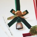 Vintage green velvet Christmas bell pendant with rustic pine cone and golden ornaments - Green Velvet Golden Fruit Flat Bell