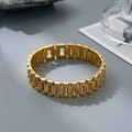 Elegant gold titanium steel watch link chain bracelet with a classic polished finish - 3-Link Straight Bar Watch Band Style / 8mm / Gold