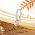 Boucle d'oreille cœur en cuivre argenté avec pendentif en zircone cubique - Style Pendentif Coeur (A-410 Unité)