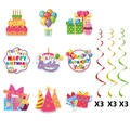 Colorful spiral birthday party decorations set with card inserts and swirls - Colorful Birthday Swirl Decoration Set (12-Piece Set)