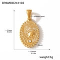 Detail of 18K gold-plated portrait pendant in stainless steel with zircon inlay - Portrait Zircon Gold Pendant