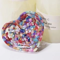 Handmade heart-shaped resin jewelry dish with colorful crystal gravel and shell flakes - Heart / Colored Shell & Gold Foil