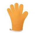 Orange silicone oven mitt with heart-shaped anti-slip texture and cloth binding - 105g Version / Yellow