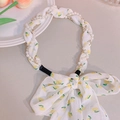 Bandeau floral avec imprimé citron, perles et nœud pour coiffure d'été féminine - Floral jaune citron