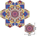 7-teiliges Set hexagonale Mandala-Untersetzer mit Strasssteinen und Holzunterlage - CZD-054 Mehrfarbiges Mandala / 2 Stück/Set