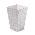 Scatola di popcorn olografica argento con motivo a stelle e bordi ondulati per feste - Stelle Olografiche
