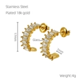 U-förmige Edelstahl-Ohrringe mit 18k Goldbeschichtung und rechteckiger Glaseinlage - 928-Gold (Rechteckiges Klares Glas)