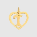 Golden heart-shaped pendant with hollow letter T for DIY necklaces and bracelets - Letter I