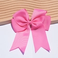 6 inch pink grosgrain ribbon bow hair clip with double layer fishtail streamers - Light Pink