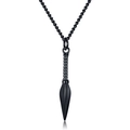 Hip-hop hexagram sweater chain with matte black kunai pendant and beaded necklace - Black Sword + 60cm Chain