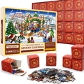 Calendrier de l'Avent puzzle de Noël de 1008 pièces avec 24 boîtes dans un coffret rouge - Style sd29 (70x50cm)