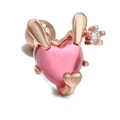 Rose gold bunny ear stud earring with pink heart stone and sparkling star accent - Heart Rabbit Style (EGD0032) / Rose Gold