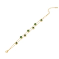 Gold double-layer stainless steel bracelet featuring emerald green star and round charms - Round and Star Style (3#)