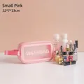 Pink small travel washbag with transparent window and side handle 22x7x13cm - Frosted Pink Small
